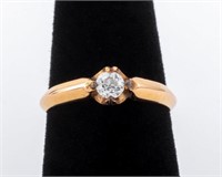 Antique 18K Yellow Gold Diamond Solitaire Ring