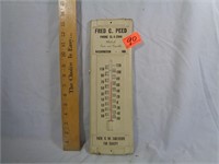 Fred C. Peed Metal Thermometer 14"x4.5"