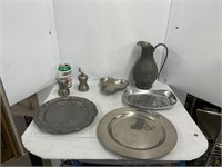 Lot of mostly shuler pewter dish  items