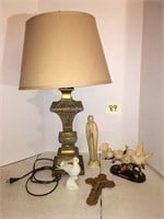 Misc Lot with Lamp and Crucifix