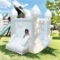 WHITE BOUNCY CASTLE WITH SLIDE FOR KIDS