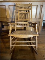 Oak Spindle Cane Rocking Chair