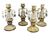 4 Candlestick Holders w/ Prisms