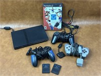 Playstation 2 with Controllers, Game, Memory