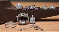 Rhinestone Jewelry - Earrings, Brooch, Ring+