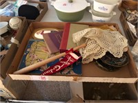 Box of Collectible items, Bake-Lite Mirror Etc.
