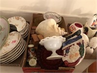 Box of Dishes and Large Sea Shell