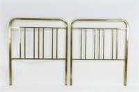 PAIR OF MID-CENTURY TWIN BRASS BED HEADBOARDS