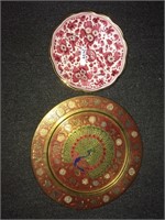 Labor Deruta floral and peacock decorative plates