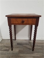 Antique wood side table with turned legs