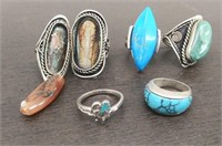 6 Custom Fashion Rings w/Simulated Stone