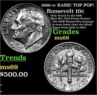 1996-w Roosevelt Dime RARE! TOP POP! 10c Grades ms