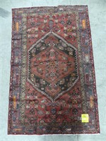 ZANJAN HAND KNOTTED WOOL ACCENT RUG 6'5" X 4"