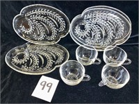 Glass Snack Trays with Glass Cups