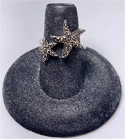 Sterling Marcasite Star Fish Ring 3 Gr Size 6.5