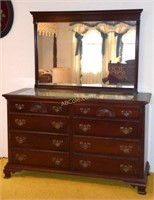 8 Drawer Mahogany Dresser w/Mirror and Bracket