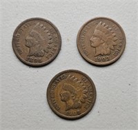 3 Indian Head Pennies: 1896, 1903, 1908