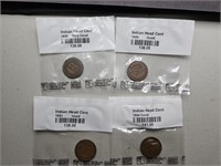 4 Indian Head pennies: 1888, 1889, 1891, 1894