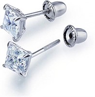 Stainless Steel Square Princess Cut Stud Earrings