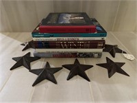 Assorted Coffee Table Books and Metal Stars
