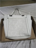 white floral purse