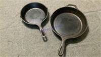 2 Cast iron pans, Lodge