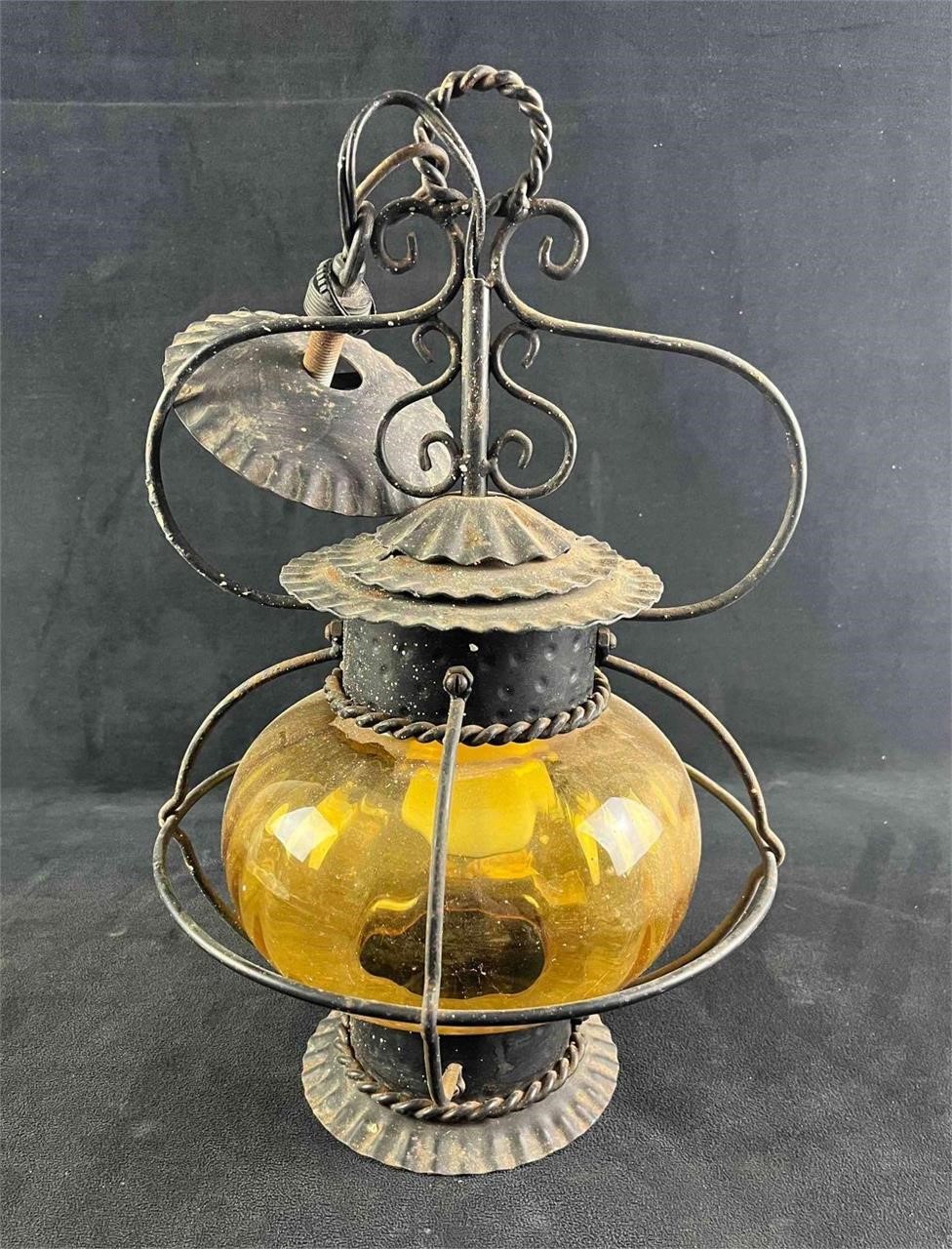 Vintage Amber Globe Lamp