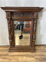 Antique Carved Mantle Mirror Signs of Aging