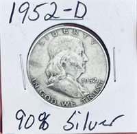 1952-D Silver Franklin Half Dollar