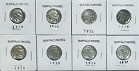 8 Buffalo Nickels (various dates)