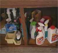 Cupboard of consumables, rust stain remover, soap