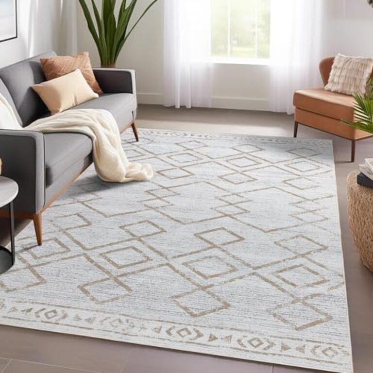 jinchan Area Rug 4x6 Boho Rug Taupe Geometric Mat