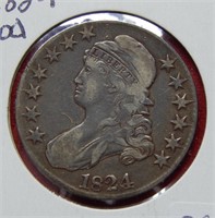 1824 Bust Silver Half Dollar