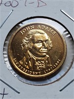 Gold Plated 2007-D John Adams Presidential Dollar