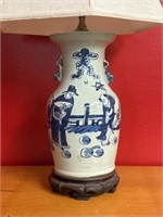 Chinese Blue & White Converted Vase Table Lamp