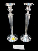 Pair 10" sterling silver candle stick,