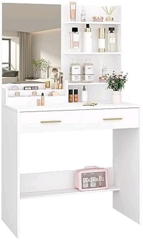 Hzuaneri Vanity Desk with Mirror, Makeup Vanity wi