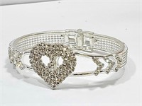 Crystal Hinged Bracelet with Heart