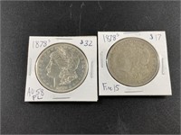 2 Morgan silver dollars both are 1878 S,