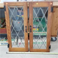 2- 13x33 Leaded Glass Cabinet Doors