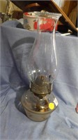Vintage Oil lamp with etched glass base
