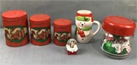 Christmas decorations - 3 tins, porcelain