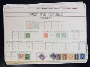 Argentina Stamps Used and Mint hinged on old pages