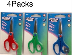 4Pack Of 3Pcs School Works Kids Scissors