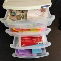 Colored tissue paper in drawer tower