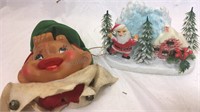 Vintage elf ornament and plastic Santa winter