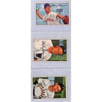 (3) 1952 Bowman Baseball Cards
