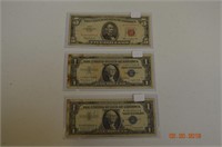 One-1963 $5 Two-$1 1957