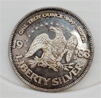 1983 Liberty One Troy Oz Fine Silver Round