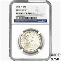 1860-O Seated Lib. 50C NGC Shipwreck Effect SS